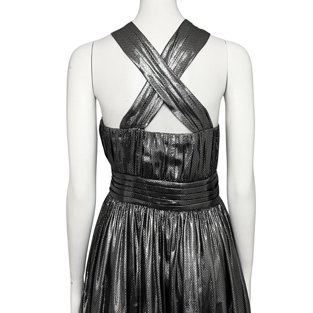 Calvin Klein Silk Blend Gunmetal Metallic Party Dress. L/XL Babydoll Cocktail - Picture 10 of 12